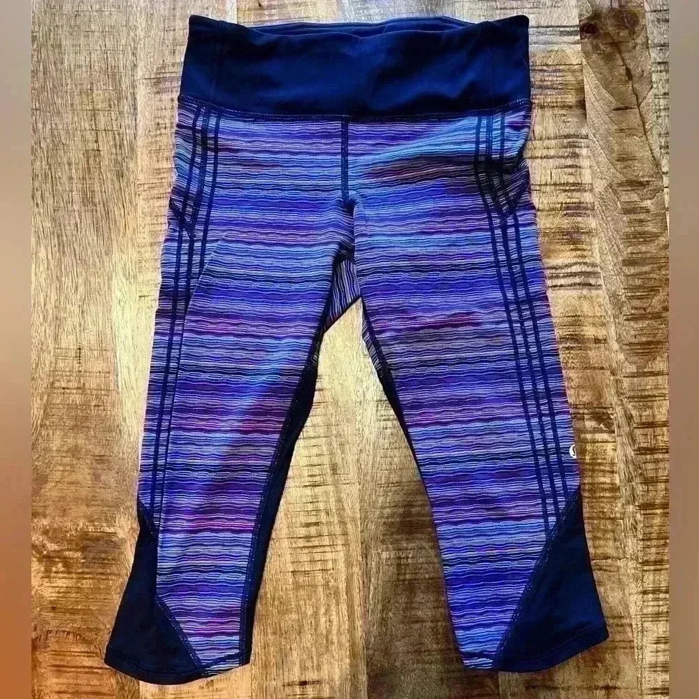 Lululemon Purple Striped cropped Leggings